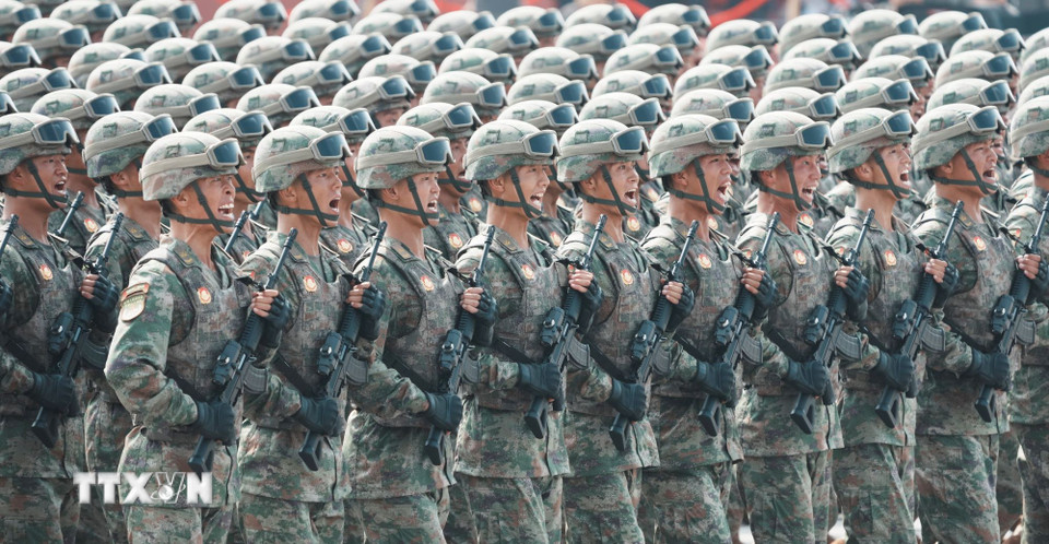 Lực lượng hàng không vũ trụ Trung Quốc tại Lễ duyệt binh kỷ niệm 80 năm chiến thắng phátxít của nhân dân thế giới ở Bắc Kinh, ngày 3/9/2025. (Ảnh: THX/TTXVN)