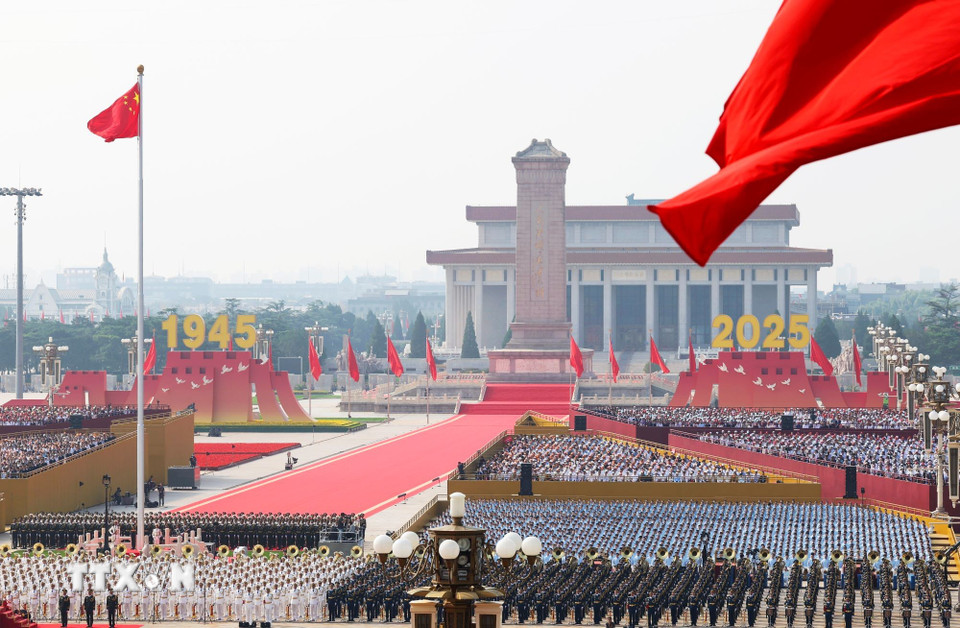 Quang cảnh Lễ duyệt binh kỷ niệm 80 năm chiến thắng phátxít của nhân dân thế giới tại Bắc Kinh, Trung Quốc, ngày 3/9/2025. (Ảnh: THX/TTXVN)