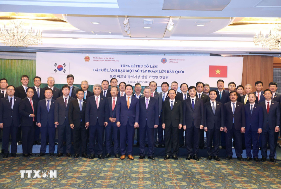 Tổng Bí thư Tô Lâm gặp gỡ lãnh đạo một số Tập đoàn lớn của Hàn Quốc. (Ảnh: Thống Nhất/TTXVN)