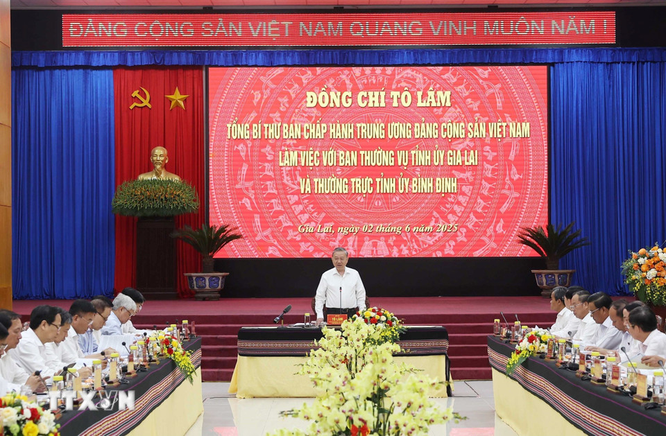 Tổng Bí thư Tô Lâm phát biểu chỉ đạo. (Ảnh: Thống Nhất/TTXVN)
