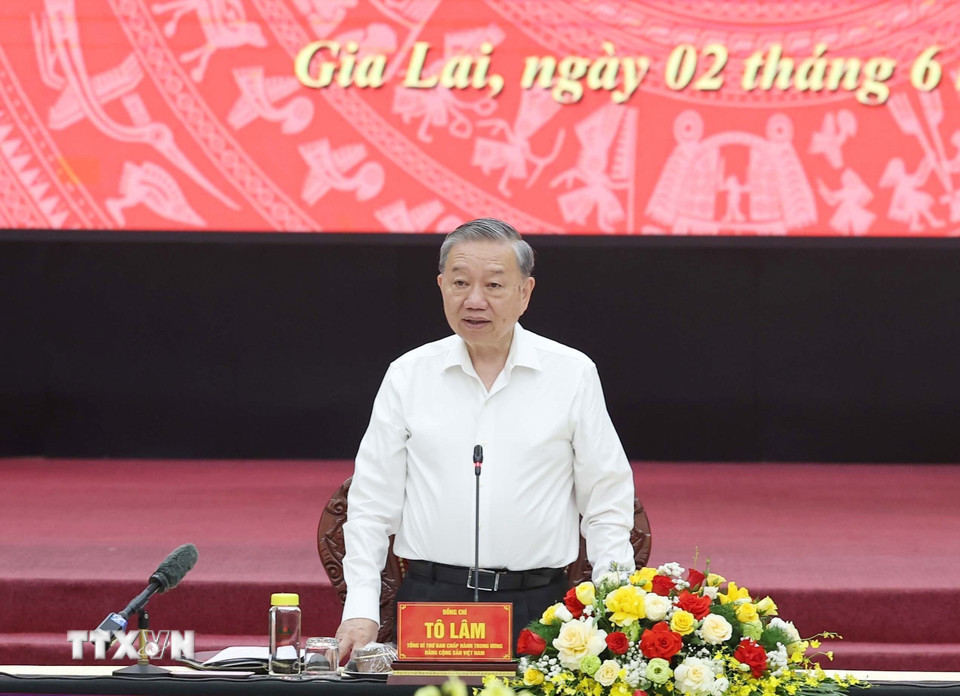 Tổng Bí thư Tô Lâm phát biểu chỉ đạo. (Ảnh: Thống Nhất/TTXVN)