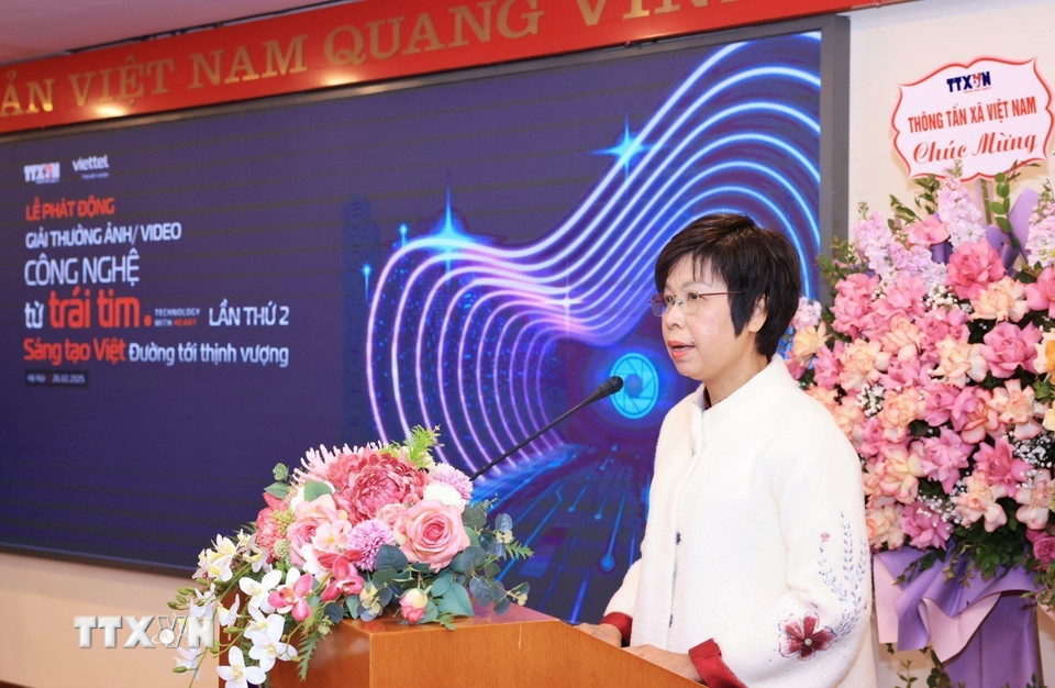 Tổng Giám đốc TTXVN Vũ Việt Trang phát biểu. (Ảnh: Tuấn Anh/TTXVN)