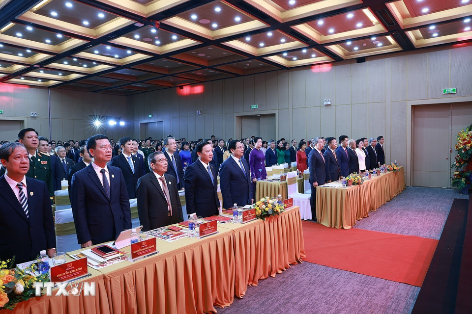 Thủ tướng Phạm Minh Chính dự Lễ kỷ niệm 80 năm Ngày truyền thống ngành Tư pháp. (Ảnh: Dương Giang/TTXVN)