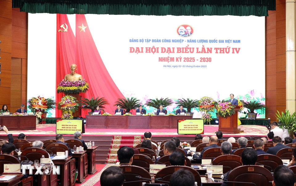 Đại hội đại biểu Đảng bộ Tập đoàn Công nghiệp-Năng lượng Quốc gia nhiệm kỳ 2025-2030. (Ảnh: Quốc Khánh/TTXVN)