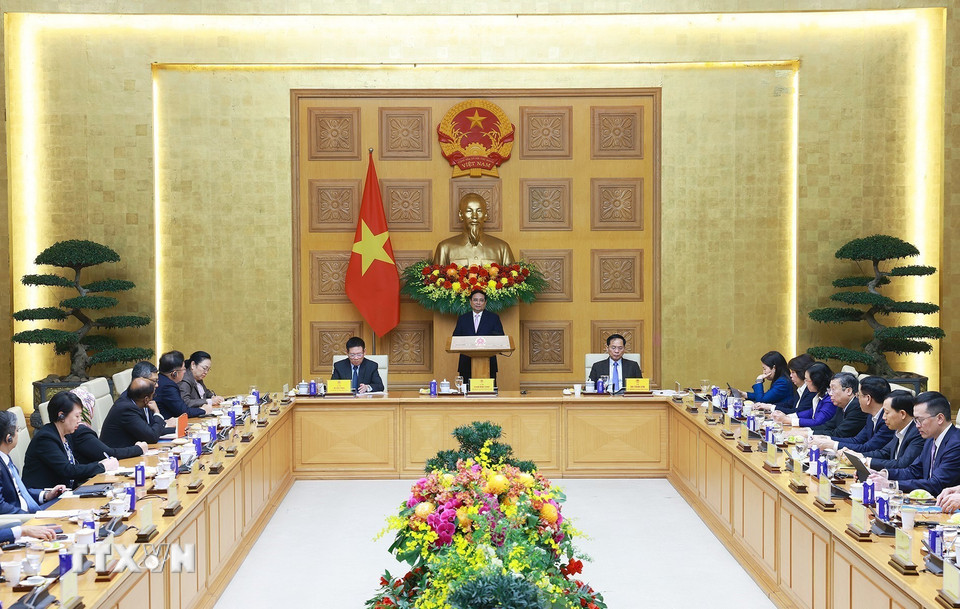 Thủ tướng Phạm Minh Chính phát biểu tại cuộc tọa đàm với các doanh nghiệp ASEAN. (Ảnh: Dương Giang/TTXVN)