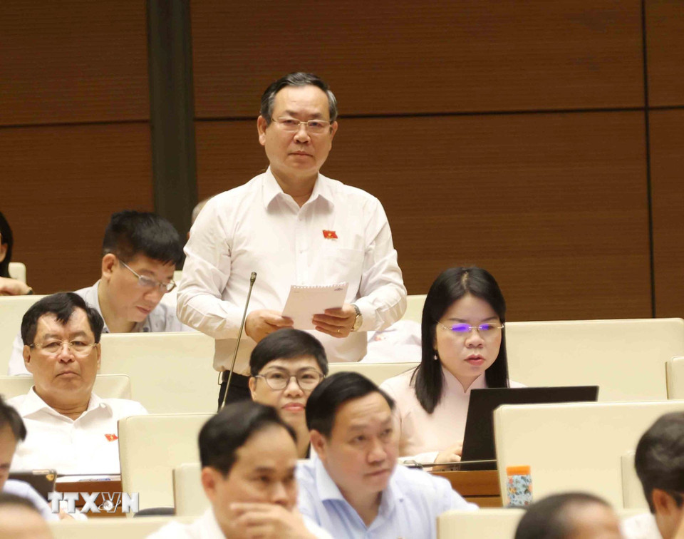 Đại biểu Quốc hội tỉnh Bình Dương Trần Văn Dành chất vấn. (Ảnh: Phương Hoa/TTXVN)