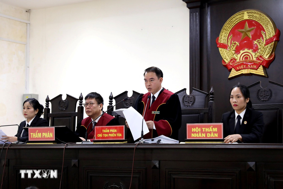 Thẩm phán Vũ Duy Luân, Chủ tọa phiên tòa. (Ảnh: Thế Duyệt/TTXVN)