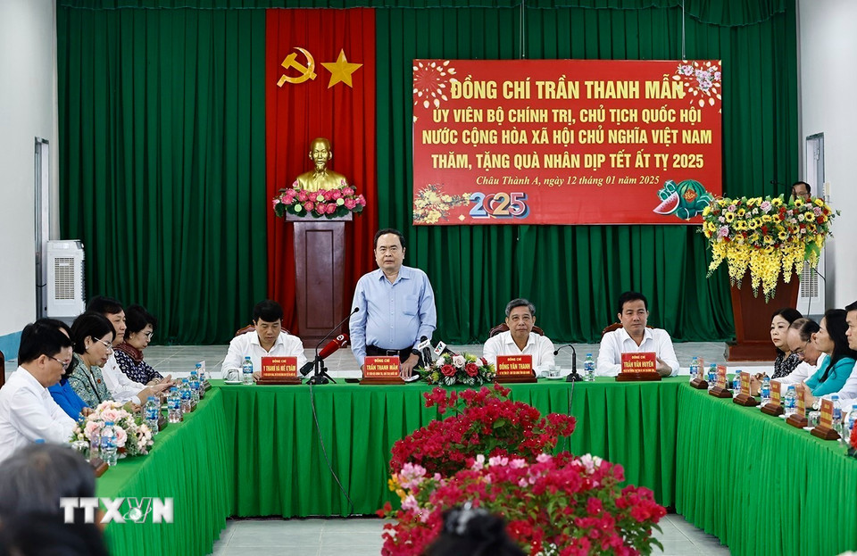 Chủ tịch Quốc hội Trần Thanh Mẫn phát biểu. (Ảnh: Doãn Tấn/TTXVN)