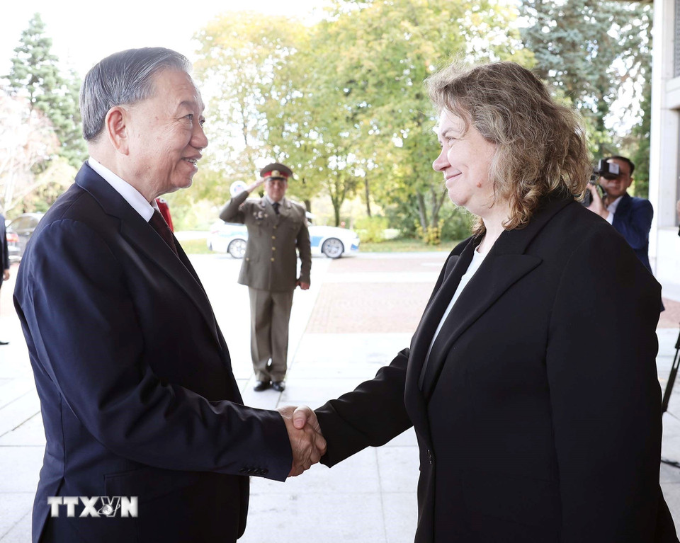 Tổng Bí thư Tô Lâm hội kiến Chủ tịch Quốc hội Bulgaria Nataliya Kiselova. (Ảnh: Thống Nhất/TTXVN)