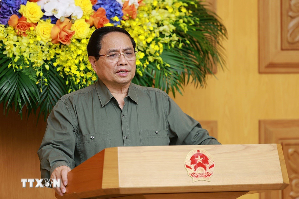 Thủ tướng Phạm Minh Chính chủ trì Phiên họp lần thứ 15 của Ban Chỉ đạo Quốc gia về chống khai thác hải sản bất hợp pháp. (Ảnh: Dương Giang/TTXVN)