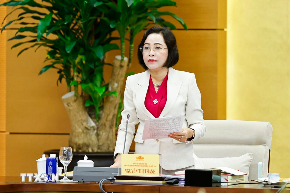 Phó Chủ tịch Quốc hội Nguyễn Thị Thanh phát biểu. (Ảnh: Doãn Tấn/TTXVN)