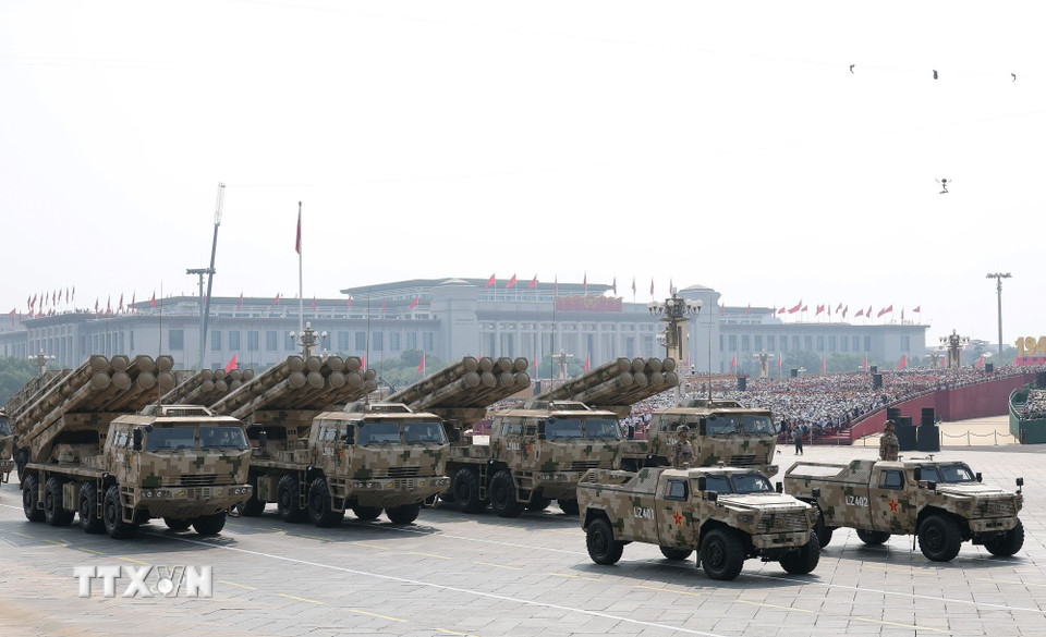 Khí tài quân sự tại Lễ duyệt binh kỷ niệm 80 năm chiến thắng phátxít của nhân dân thế giới ở Bắc Kinh, Trung Quốc, ngày 3/9/2025. (Ảnh: THX/TTXVN)