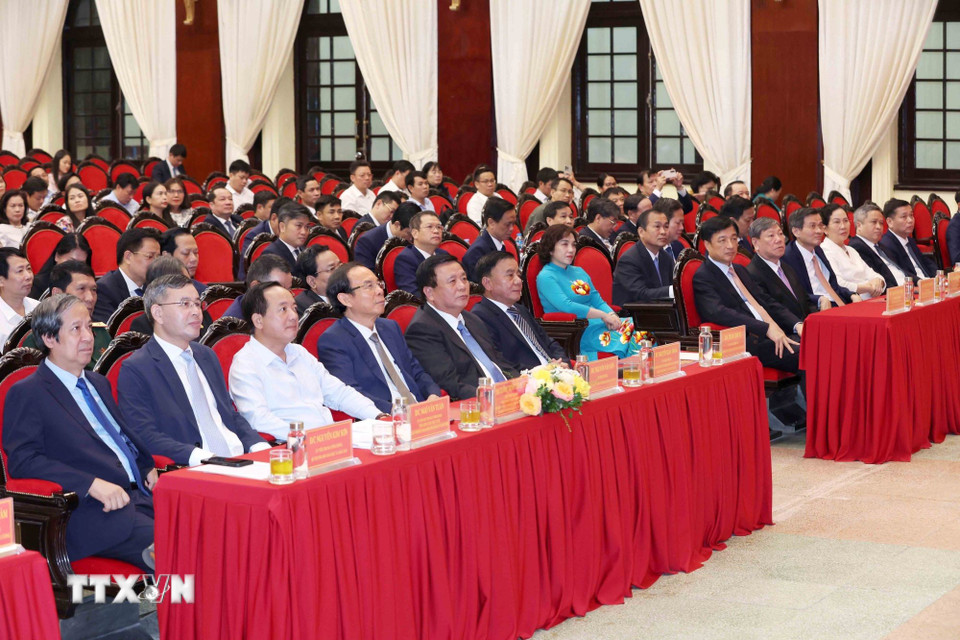 Đại biểu tham dự Lễ công bố Quyết định thành lập và ra mắt Trung tâm Nghiên cứu và đào tạo, bồi dưỡng công tác kiểm tra Đảng. (Ảnh: Phương Hoa/TTXVN)