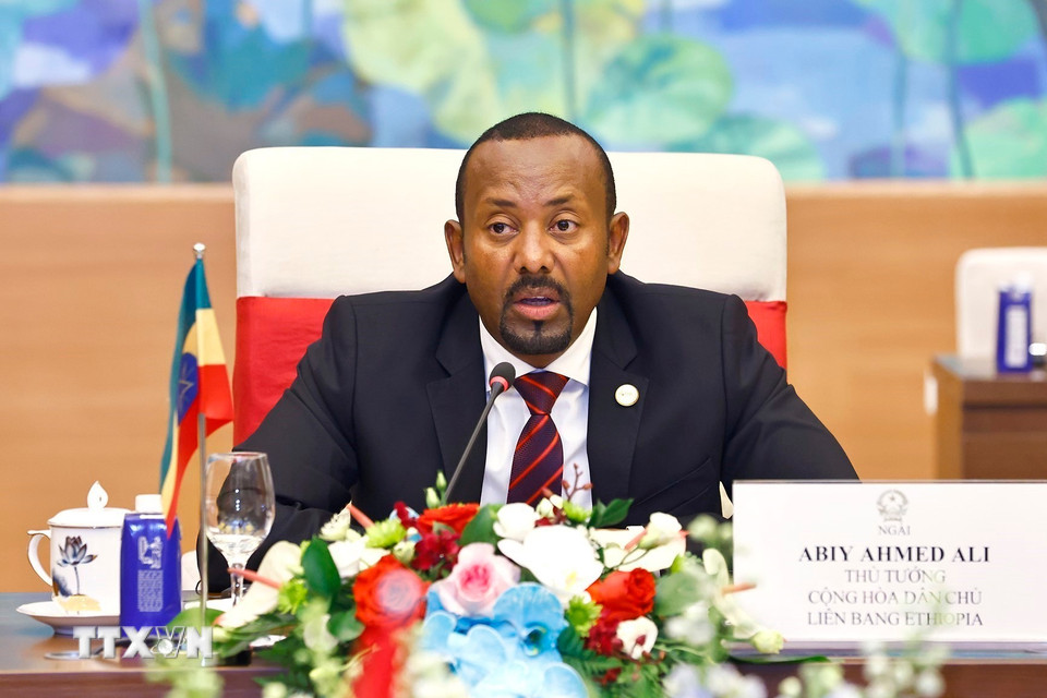 Thủ tướng Cộng hòa Dân chủ Liên bang Ethiopia Abiy Ahmed Ali phát biểu. (Ảnh: Doãn Tấn/TTXVN)