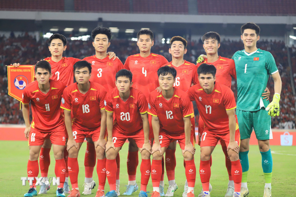 Đội hình ra sân của U23 Việt Nam. (Ảnh: Đỗ Quyên/TTXVN)