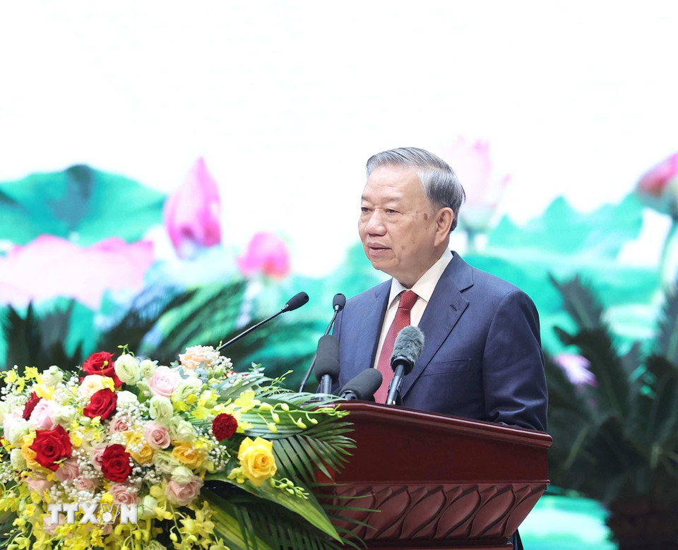 Tổng Bí thư Tô Lâm phát biểu. (Ảnh: Thống Nhất/TTXVN)