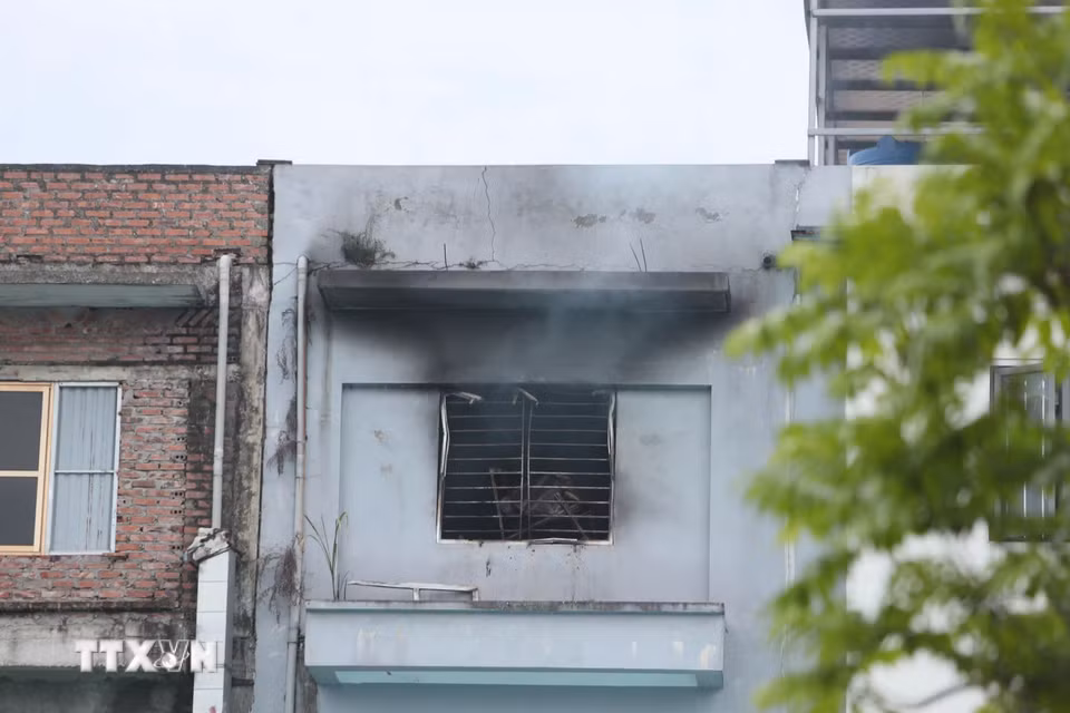 Hiện trường vụ cháy. (Ảnh: Tuấn Anh/TTXVN)