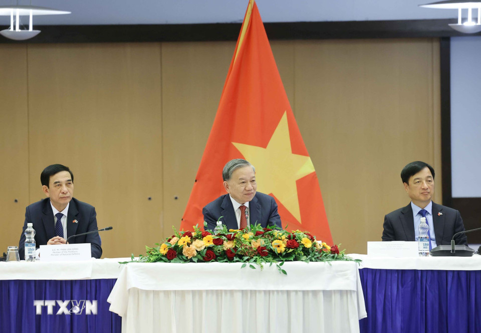 Tổng Bí thư Tô Lâm phát biểu tại buổi tiếp Hội hữu nghị Phần Lan-Việt Nam và nhóm chuyên gia Phần Lan từng tham gia các dự án hỗ trợ tại Việt Nam. (Ảnh: Thống Nhất/TTXVN)