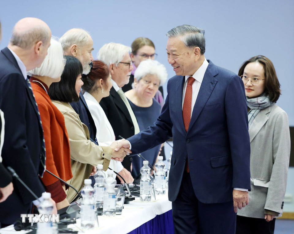 Tổng Bí thư Tô Lâm với các đại biểu. (Ảnh: Thống Nhất/TTXVN)