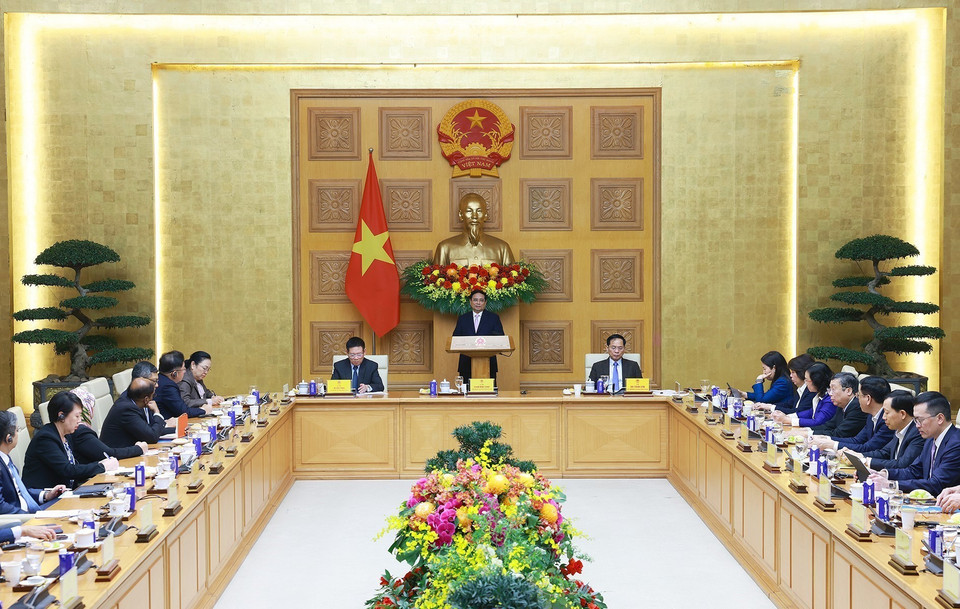 Thủ tướng Phạm Minh Chính phát biểu tại cuộc tọa đàm với các doanh nghiệp ASEAN. (Ảnh: Dương Giang/TTXVN)