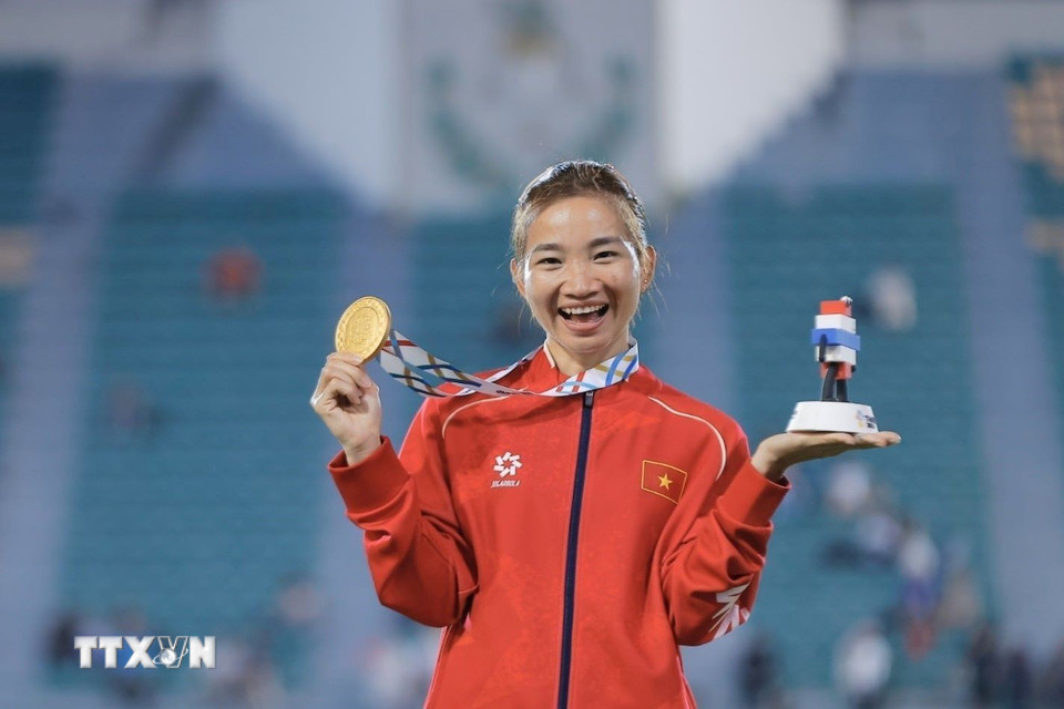 Nguyễn Thị Oanh thi đấu xuất sắc và giành hat-trik HCV và đi vào lịch sử SEA Games. (Ảnh: Minh Quyết/TTXVN)