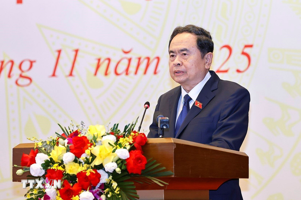 Chủ tịch Quốc hội Trần Thanh Mẫn phát biểu. (Ảnh: Doãn Tấn/TTXVN)