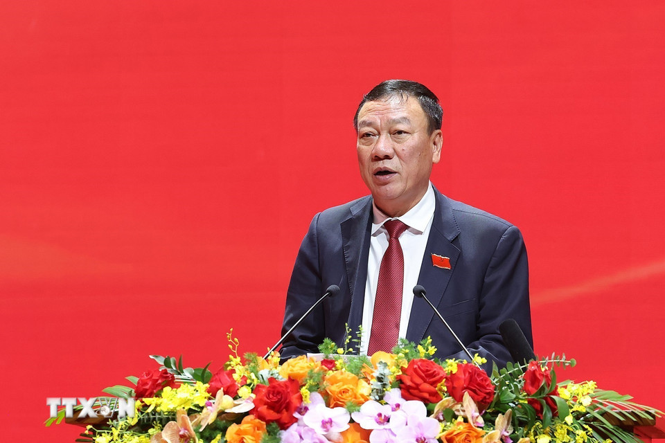 Ủy viên Trung ương Đảng, Ủy viên Ban Thường vụ Đảng ủy Chính phủ, Tổng Thanh tra Chính phủ Đoàn Hồng Phong thay mặt Đoàn Chủ tịch thông qua Quy chế làm việc của Đại hội. (Ảnh: Dương Giang/TTXVN)