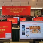 Trung tâm Báo chí và Họp báo quốc tế về Đại hội đại biểu toàn quốc lần thứ XIV của Đảng. (Ảnh: Hùng Võ/Vietnam+)