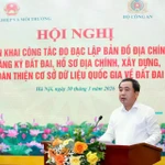 Ủy viên Bộ Chính trị, Bộ trưởng Bộ Nông nghiệp và Môi trường Trần Đức Thắng phát biểu tại hội nghị. (Ảnh: Khương Trung)