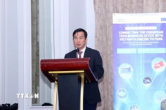 Ông Bùi Thế Duy, Thứ trưởng Bộ Khoa học và Công nghệ Việt Nam, phát biểu tại Phiên toàn thể khai mạc Diễn đàn. (Ảnh: Xuân Khu/TTXVN)