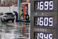 Bảng giá niêm yết tại một trạm xăng ở Seoul, Hàn Quốc. (Ảnh: Yonhap/TTXVN)