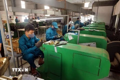 Dây chuyền sản xuất vòi hoa sen tại Công ty TNHH Tập đoàn sản xuất và kinh doanh TĐV Việt Nam, Khu công nghiệp VSIP Nghệ An. (Ảnh: Danh Lam/TTXVN)