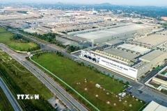 Một góc Khu công nghiệp Yên Bình, Thái Nguyên, nơi Tập đoàn Samsung (Hàn Quốc) đặt nhà máy sản xuất thiết bị di động hàng đầu thế giới. (Ảnh: TTXVN phát)