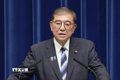 Thủ tướng Nhật Bản Shigeru Ishiba thông báo quyết định từ chức tại cuộc họp báo ở Tokyo ngày 7/9/2025. (Ảnh: Kyodo/TTXVN)