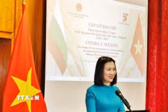 Đại sứ Nguyễn Thị Minh Nguyệt phát biểu tại sự kiện. (Ảnh: Việt Thắng/TTXVN)