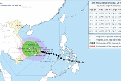 Hướng đi của cơn bão. (Ảnh: Trung tâm Dự báo Khí tượng Thủy văn Quốc gia)