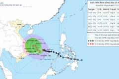 Hướng đi của cơn bão. (Ảnh: Trung tâm Dự báo Khí tượng Thủy văn Quốc gia)