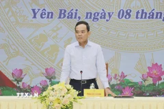 Bí thư Trung ương Đảng, Trưởng Ban Chính sách, chiến lược Trung ương Trần Lưu Quang kết luận tại buổi làm việc. (Ảnh: Tuấn Anh/TTXVN)