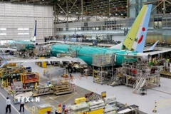 Máy bay Boeing 737 MAX được lắp ráp tại xưởng ở Renton, bang Washington, Mỹ. (Ảnh: Reuters/TTXVN)