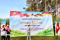 Đại sứ Vũ Quang Minh phát biểu khai mạc Giải golf hữu nghị Việt-Đức. (Ảnh: Phương Hoa/TTXVN)