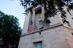 Trụ sở Bộ Tư pháp Mỹ tại Washington, D.C. (Ảnh: THX/TTXVN)