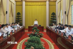 Chủ tịch nước Lương Cường chủ trì họp giao ban công tác tháng 2, triển khai nhiệm vụ tháng 3 của Văn phòng Chủ tịch nước. (Ảnh: Lâm Khánh/TTXVN)