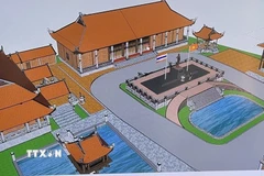 Phối cảnh Nhà hội trường trong dự án mở rộng Khu di tích Chủ tịch Hồ Chí Minh tỉnh Udon Thani, Thái Lan. (Ảnh TTXVN phát)