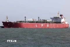 Tàu chở dầu khí tự nhiên hóa lỏng di chuyển qua eo biển Hormuz về tới cảng Mundra ở Kutch, Ấn Độ ngày 16/3/2026. (Ảnh: ANI/TTXVN)