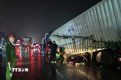 Hiện trường vụ tai nạn. (Ảnh: Trung Nguyên/TTXVN)