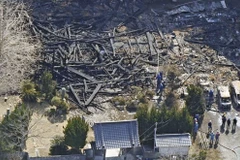 Quang cảnh ngôi đền bị cháu. (Ảnh: Kyodo)