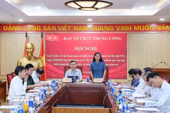 Hội nghị lấy ý kiến sửa đổi, bổ sung Quy định số 366-QĐ/TW của Bộ Chính trị tại điểm cầu Ban Tổ chức Trung ương. (Ảnh: Phương Hoa/TTXVN)