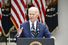 Tổng thống Mỹ Joe Biden phát biểu tại Nhà Trắng ở Washington DC. (Ảnh: Kyodo/TTXVN)