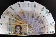 Đồng peso của Argentine tại Buenos Aires. (Ảnh: AFP/TTXVN)