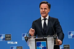 Tổng Thư ký NATO Mark Rutte phát biểu tại cuộc họp báo ở Brussels, Bỉ, ngày 26/3/2026. (Ảnh: THX/TTXVN)